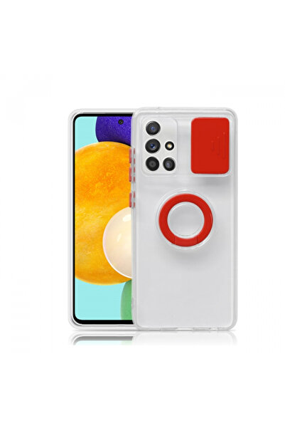Ally Samsung Galaxy M51 Kılıf Sürgülü Kamera Lens Korumalı Yüzük Standlı Sili...