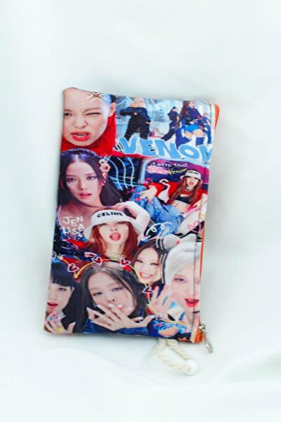 Anime Marketi حامل قلم أو حقيبة مكياج مدرسية بتصميم وردي أسود