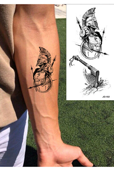 Jet Online Gladyatör Savaşçı ve Balta Geçici Dövme Gladiator Tattoo