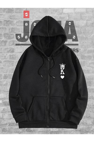 Joza Outdoors Унисекс K-q (King Queen) 3-преждана цип качулка суитшърт полар жилетка комбинация от любовник
