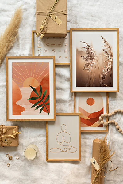 Artavessa 5 Parça Ahşap Çerçeve Görünümlü Mdf Tablo Seti