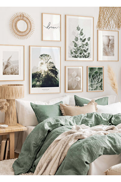 Artavessa 7 Parça Ahşap Çerçeve Görünümlü Mdf Tablo Seti