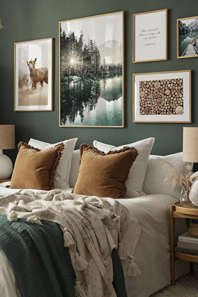 Artavessa 5 Parça Ahşap Çerçeve Görünümlü Mdf Tablo Seti