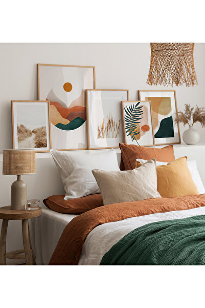 Artavessa 5 Parça Ahşap Çerçeve Görünümlü Mdf Tablo Seti