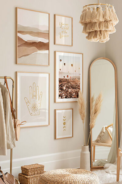 Artavessa 5 Parça Ahşap Çerçeve Görünümlü Mdf Tablo Seti