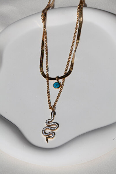 Inure Jewelry قلادة على شكل سلسلة ثعبانية من الفولاذ - مثالية كهدية