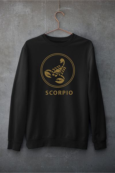 Raf Coll Unisex Oversize Crew Neck Scorpion Zodiac Ψηφιακή στάμπα φούτερ με δύο νήματα εσωτερικά ανυψωμένα