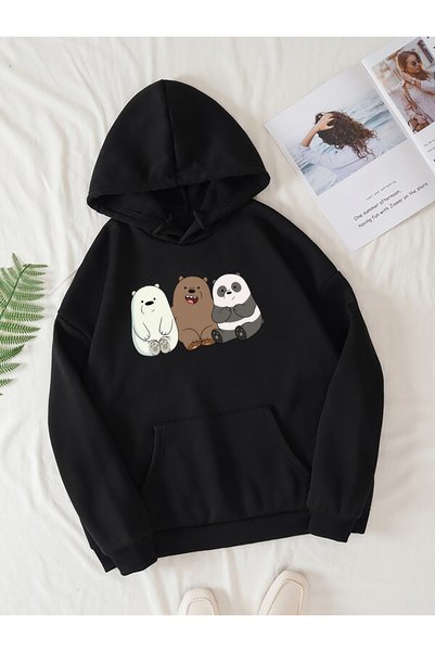 Trend Sizde Hanorac cu glugă cu imprimeu Black Bear Brothers unisex