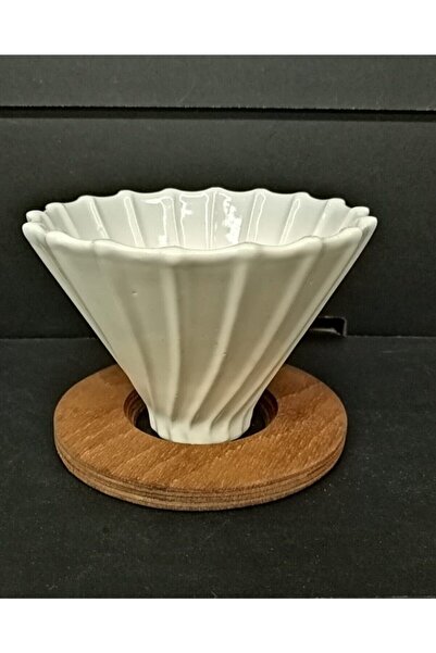 Grossberg Coffee Ahşap Stantlı V60 Dripper Beyaz