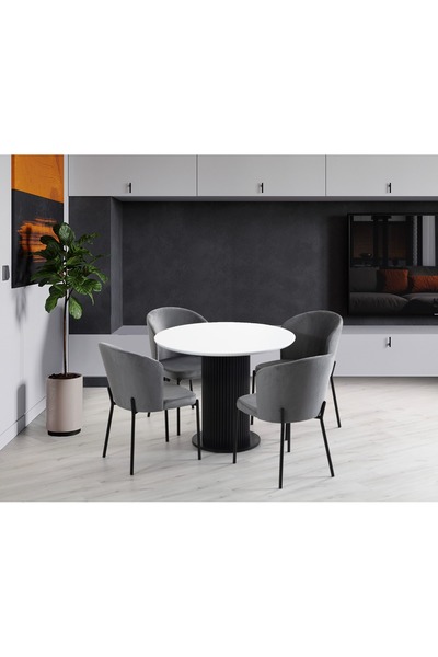 Zeri Concept Yağmur Sandalye ve Yuvarlak Çıtalı Masa Takımı