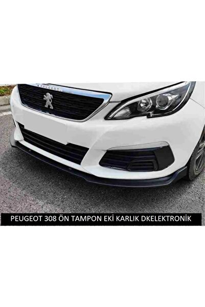 DKELEKTRONİK Peugeot 308 Parlak Siyah Ön Tampon Eki Lip 3 Parça SMKARLIK
