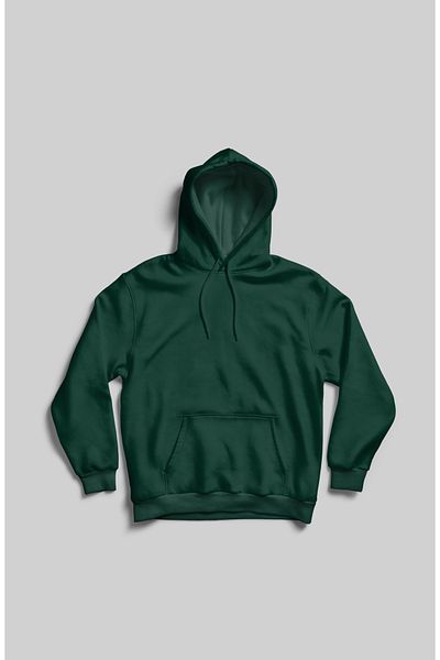 EVIus Unisex Απλό Πράσινο Φούτερ Oversize με κουκούλα