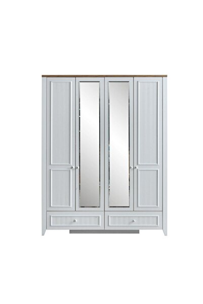 Erezogulları Mobilya Yalı Modern 4 Kapaklı Aynalı Elbise Dolabı 165*60*211