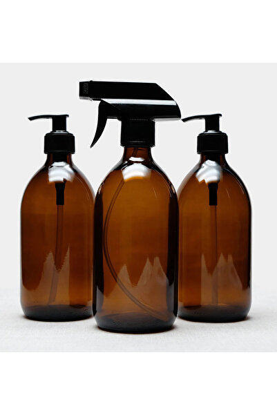 Sampex 500ML Amber Cam Sıvı Sabunluk ve Sprey Şişe ( 3 Adet )
