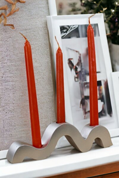 Fonnava Şamdan Mumluk Dekoratif Mumluk Tealight Mumluk Gümüş Renk Model 13