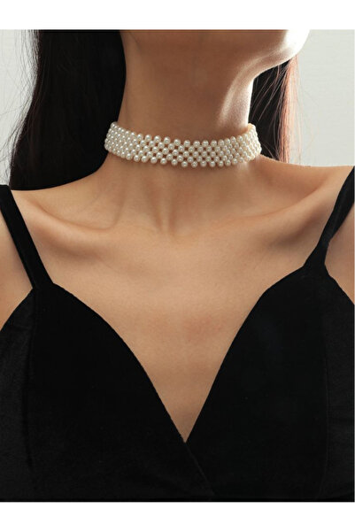 SHİNELİZE قلادة من اللؤلؤ بييرو، قلادة من اللؤلؤ المتعرج، قلادة منسوجة من اللؤلؤ