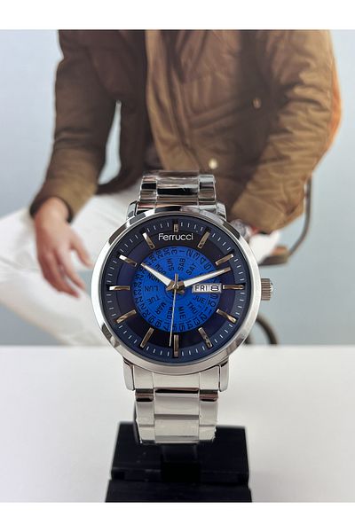 Ferrucci Navy Blue Men's Sports Wristwatch - Waterproof, 2 Years Warranty