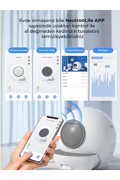 NEUTRON Smart Cat Toilet, Killing Bacteria with UV Ray, Odor Proof - Control Via App