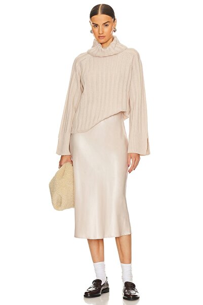 By Kul Design Fusta de damă din satin - alb