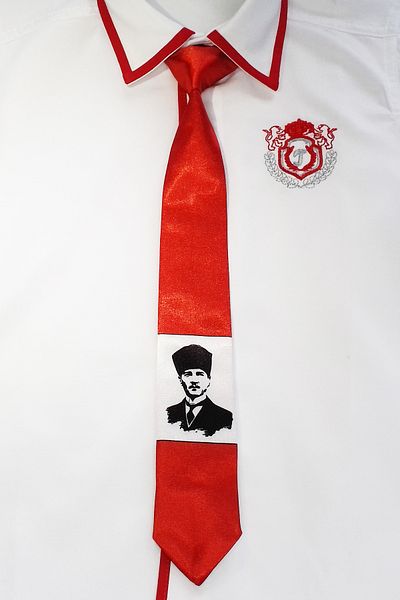 GallanD Classic Ataturk Patterned Satin Tied Unisex Special Day Satin Tie Age 9-10