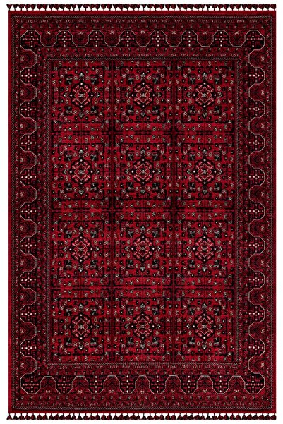 Just Arte Afgan Kırmızı Salon Halısı Arte Etnik Kilim Yıkanabilir Mutfak Halı...