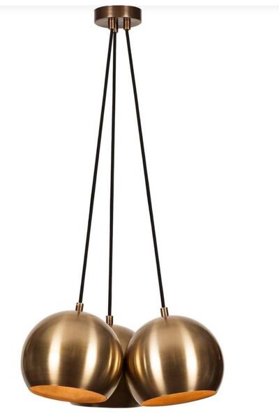 Rsylight Metal Modern Rustik Retro Eskitme Kaplama Yuvarlak 3 Lü Opal Camlı S...