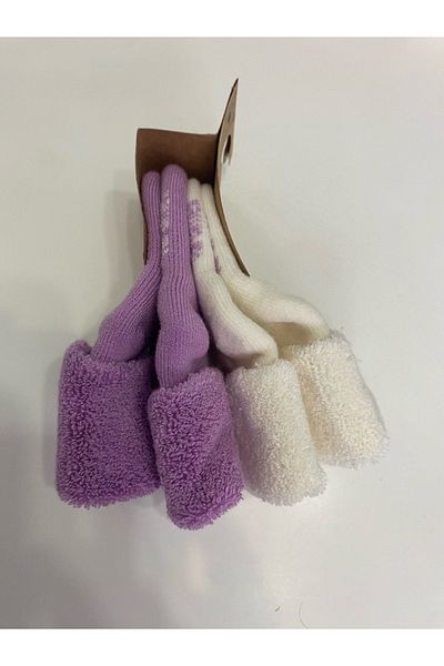 Caramell Girl's 2-Piece Towel Socks (Plain) (0-6 MONTHS)