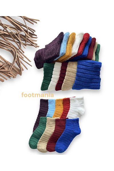 footmania Комплект от 5 чифта дамски чорапи с обратна хавлиена прежда, 5 цвята