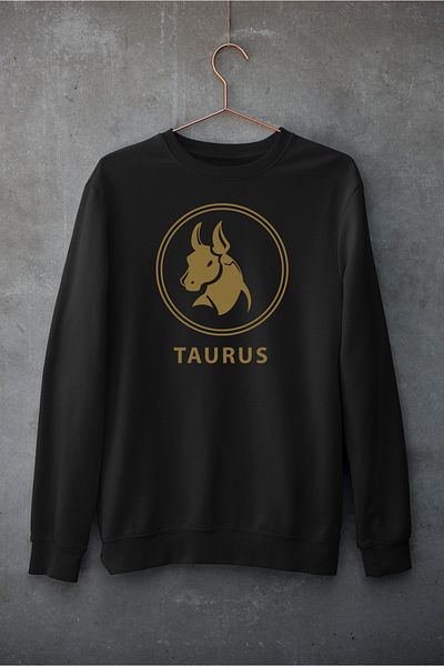 Raf Coll Unisex Oversize Crew Neck Bull Zodiac Ψηφιακή στάμπα φούτερ με δύο νήματα εσωτερικά ανυψωμένα