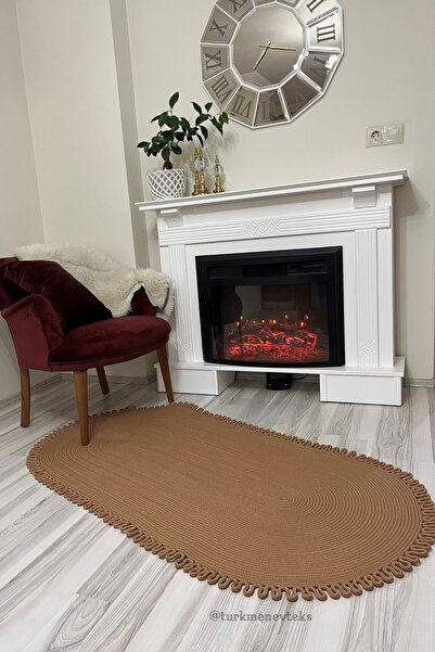 Türkmen Ev Tekstil Jüt Hasır Düz Halı Oval Halı Salon Mutfak Yatak Odası Bany...