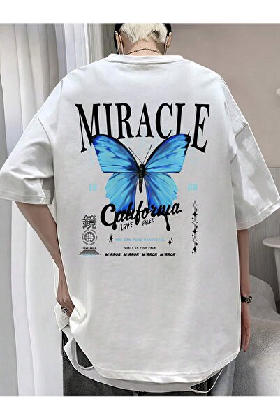 Adrift Unisex Oversize Moldă Fluture & Grafică Litere Umăr Căzut Stil Harajuku