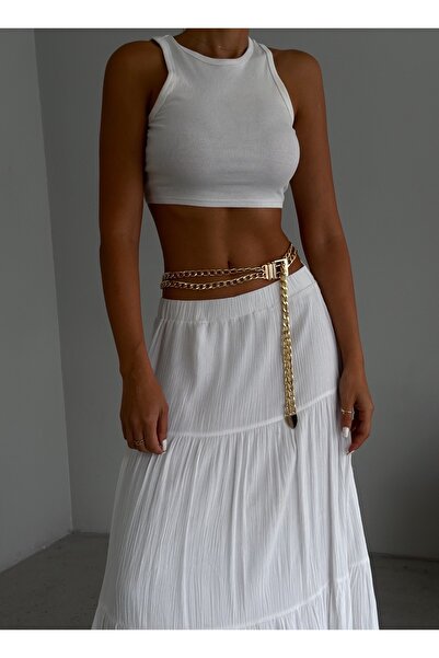 coaksco Cureaua de dama cu lant dublu din aur