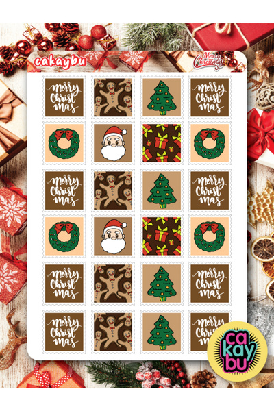 cakaybu Set de autocolante pentru cadouri de Crăciun (de Anul Nou) în format A4, 1 foaie