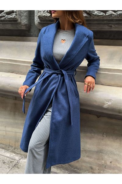 Elif Özbey Butik Palton premium albastru bleumarin