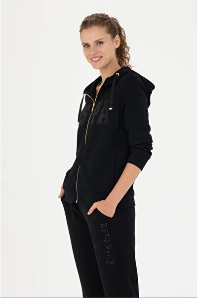 U.S. Polo Assn. Γυναικείο μαύρο φούτερ με κουκούλα Basic G082SZ082.000.1677766.VR046