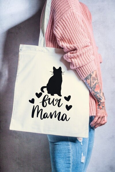 Eylül Design Cat Themed Fur Mama Special Design Printed Organic a Quality Raw...