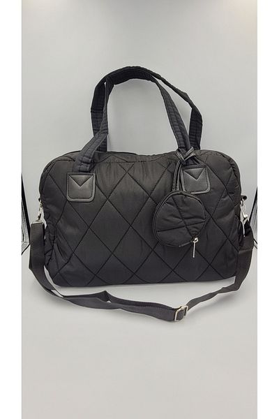 KIRASE Portofel matlasat cu model Puff negru pentru femei Bagaj de mână și de umăr