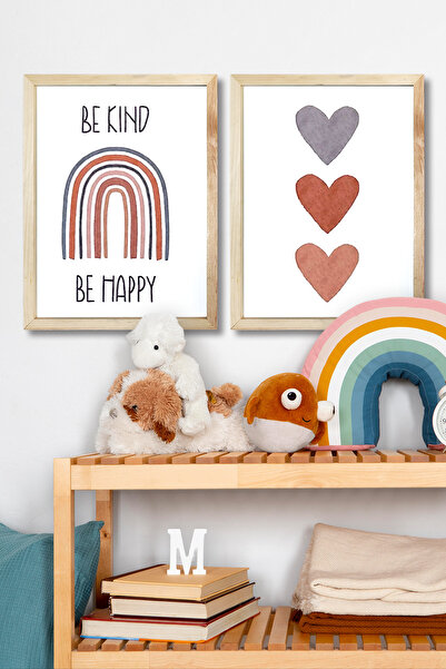 Tooall Children's Room Wooden Framed Be Kind Heart Painting Set