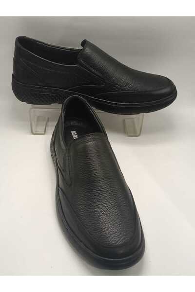 only my store Men's Winter 100% Leather Black Classic Dad Shoes with winter stitched soles