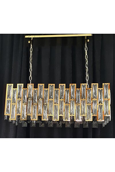 ÖZÇELİKLER Canon Gold Oval Kristal Salon Taşlı Lüks Avize