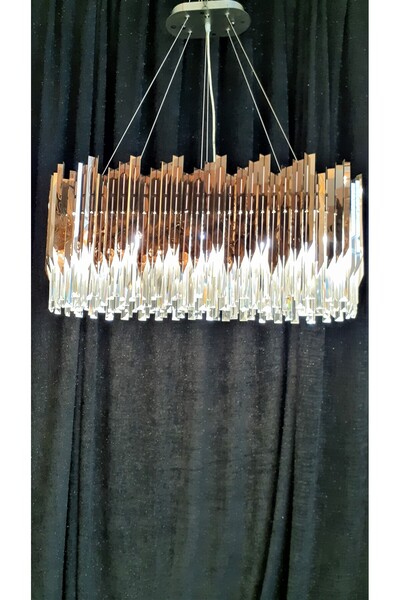 Özçelik Titanium Rose 80 Lik Oval Kristal Salon Taşlı Lüks Avize