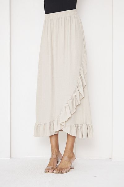 comstar WHITE Ruffled Long Wrap Skirt, Hijab Skirt, Ruffled Skirt, Hijab Long Skirt, Long Gift Skirt