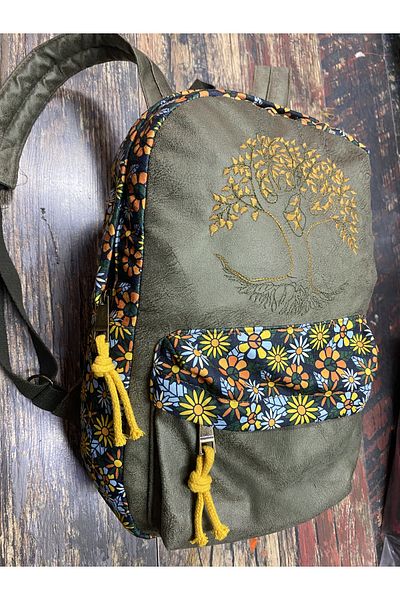 Street Bag Tree of Life Κεντημένο Ethnic Αυθεντικό Σακίδιο πλάτης Bohemian Καθημερινή χρήση ταξιδιού