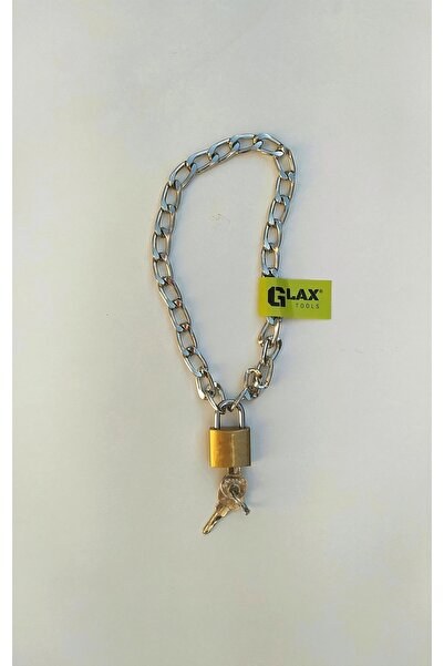 Glax Tools Zincirli Kilit Dolap Yurt Spor Kilidi Asma Kilit / Paslanmaz / 35 cm. Renk:Gümüş/Gold