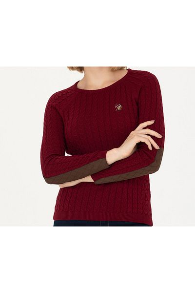 U.S. Polo Assn. .Дамски пуловер с кръгло деколте в цвят бордо G082SZ0TK.000.1629789..VR014