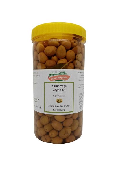 Karşı Köyden Doğal Salamura Kırma Yeşil Zeytin (1000gr - Xs 321-350 Kalibre)