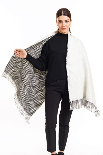 MESCHAIN Зимова шаль на плечі 70х190 см - двостороння плед з вовни