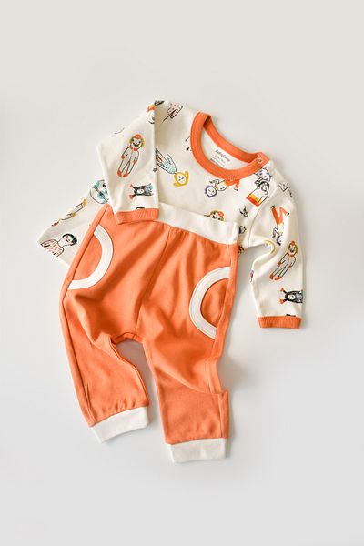 BabyCosy Baby Cozy Unisex Orange Organic Bottom Top Baby Set - Csy2007 - Rebebe