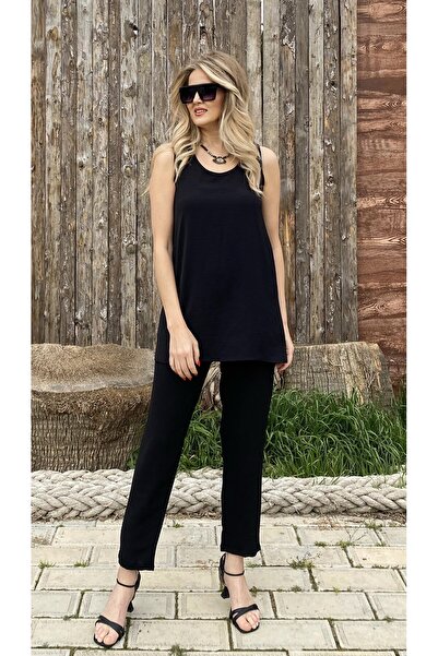 Fashion Garden Siyah Asklılı Tunik