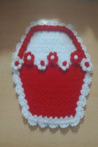 GÜZEL KAMAN bathroom washcloth dowry washcloth with poppy in basket 1 piece red and white good quality useful